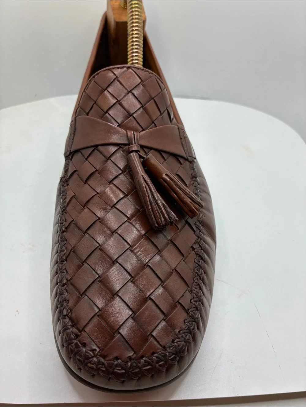 COLE HAAN MENS LEATHER WOAVEN CASUAL/ FORMAL TOSSEL DESIGN LOAFER